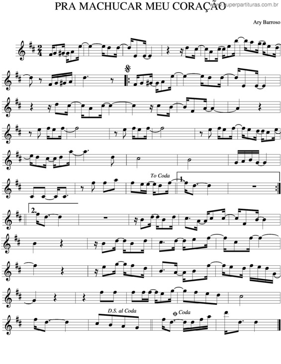 Partitura da música Pra Machucar Meu Coração