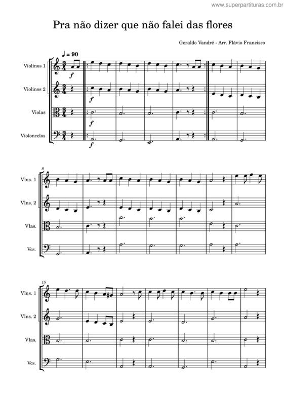 Partitura da música Pra Não Dizer Que Não Falei Das Flores v.16
