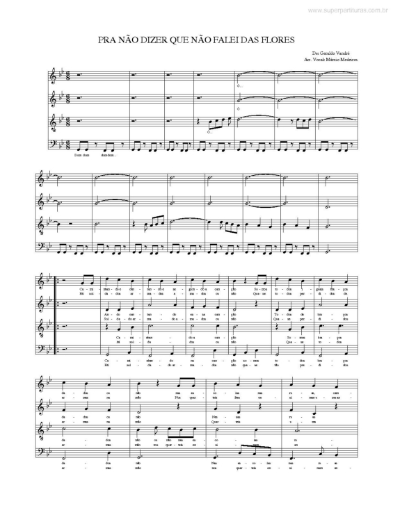 Partitura da música Pra Não Dizer que Não Falei das Flores v.2