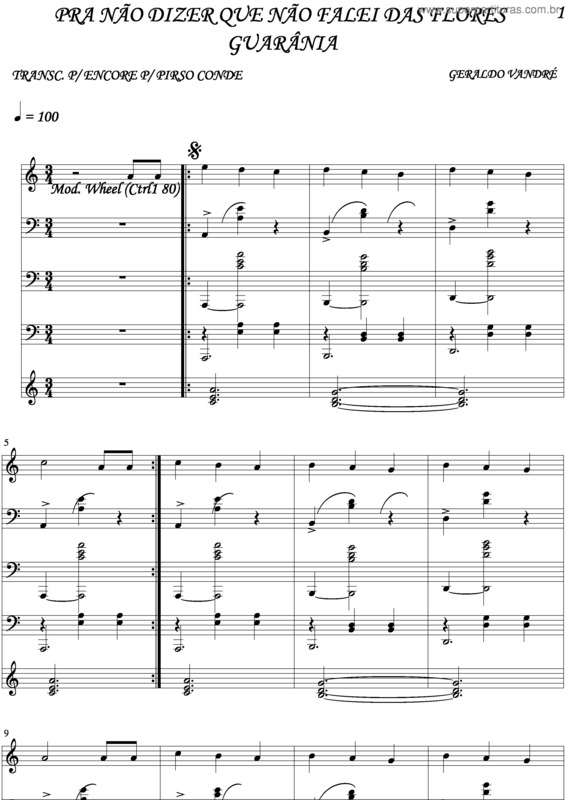 Partitura da música Pra Não Dizer Que Não Falei Das Flores v.6