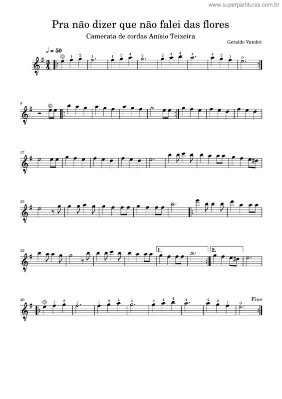Partitura da música Pra No Dizer Que No Falei Das Flores – Camerata De Cordas Ansio Teixeira  Italo Teixeira – Italo Teixeira