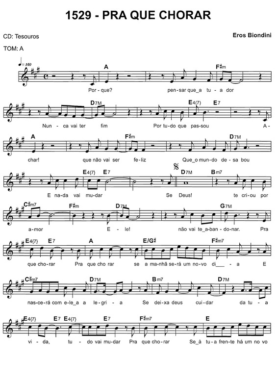 Partitura da música Pra Que Chorar v.2