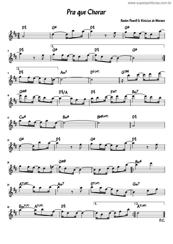 Partitura da música Pra Que Chorar v.3