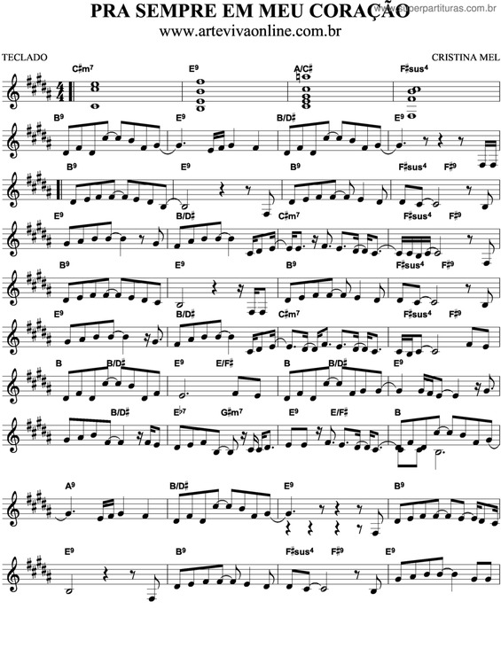 Partitura da música Pra Sempre Em Meu Coração