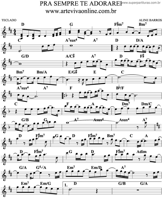 Partitura da música Pra Sempre Te Adorarei