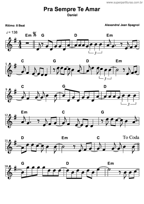 Partitura da música Pra Sempre Te Amar