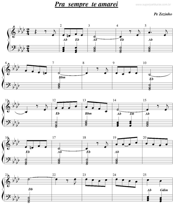 Partitura da música Pra sempre te amarei v.2