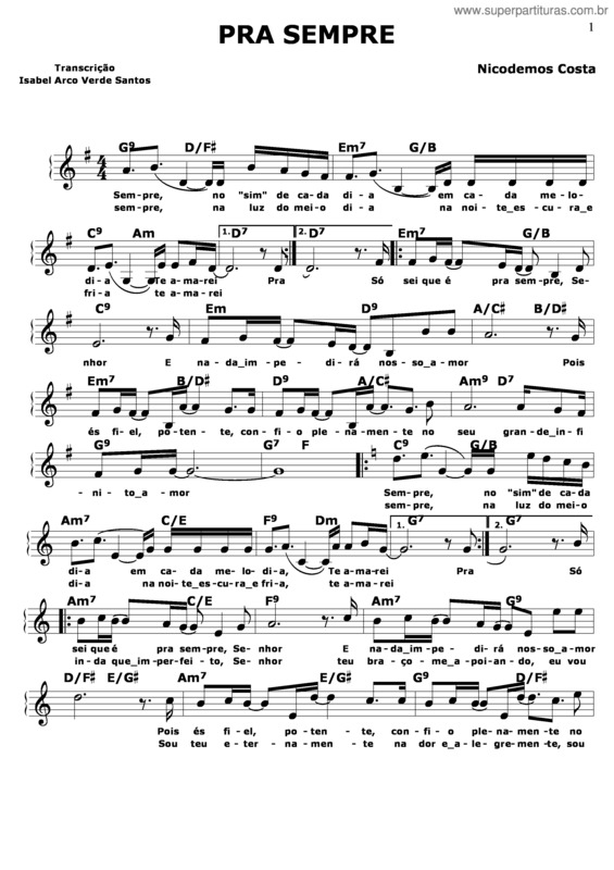 Partitura da música Pra Sempre v.5