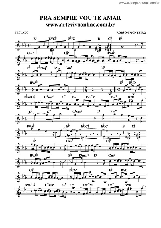 Partitura da música Pra Sempre Vou Te Amar