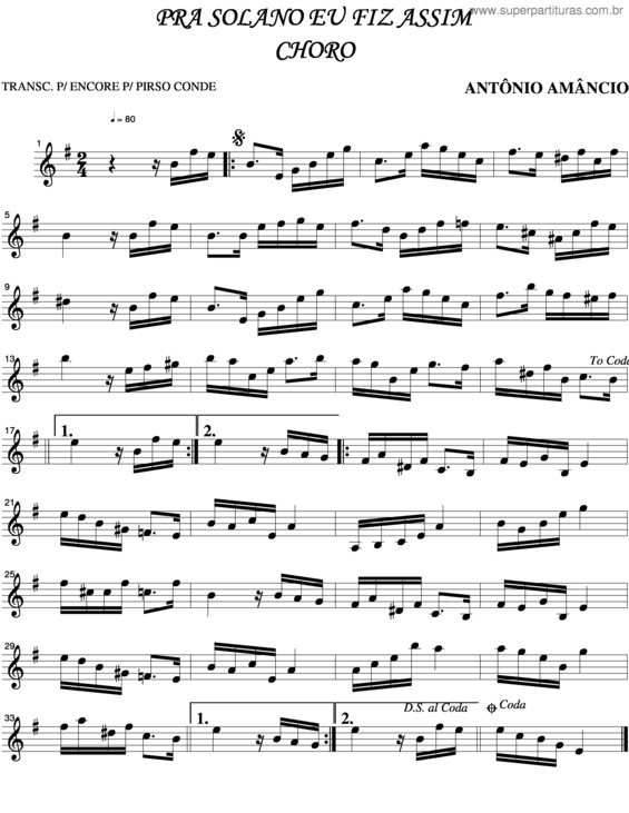 Partitura da música Pra Solano Eu Fiz Assim