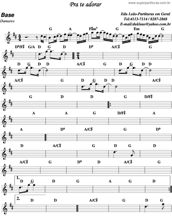 Partitura da música Pra Te Adorar