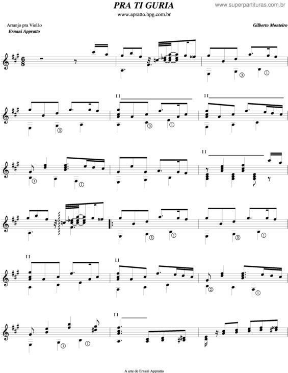 Partitura da música Pra Ti Guria