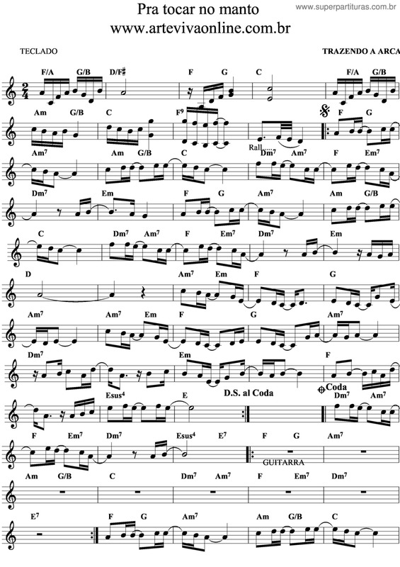 Partitura da música Pra Tocar No Manto v.2