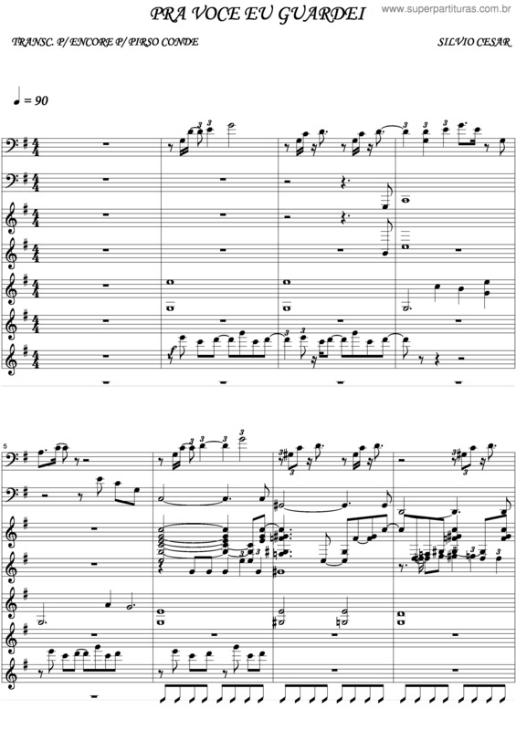 Partitura da música Pra Você Eu Guardei v.2