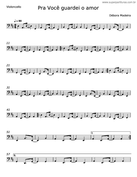 Partitura da música Pra Você Guardei O Amor – Débora Madeira