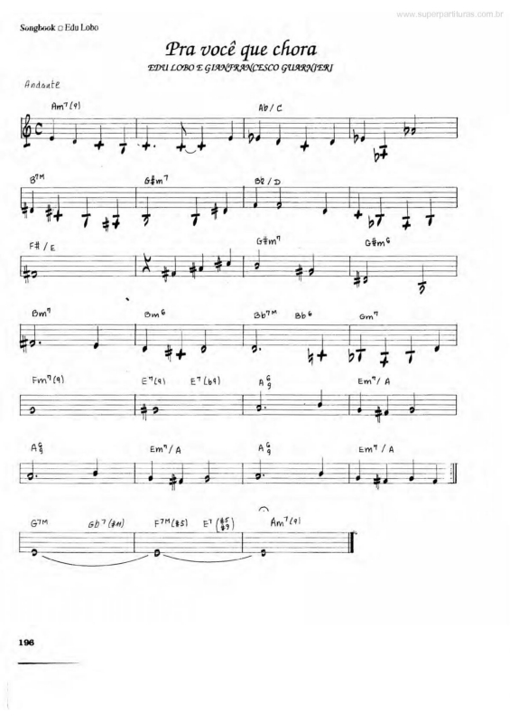 Partitura da música Pra Você que Chora