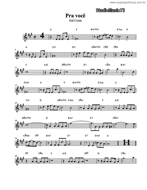 Partitura da música Pra Você v.2