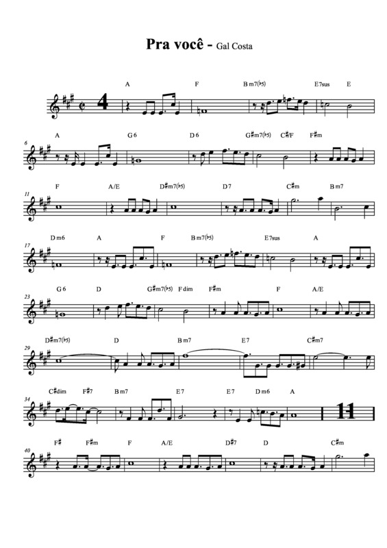 Partitura da música Pra Você v.5