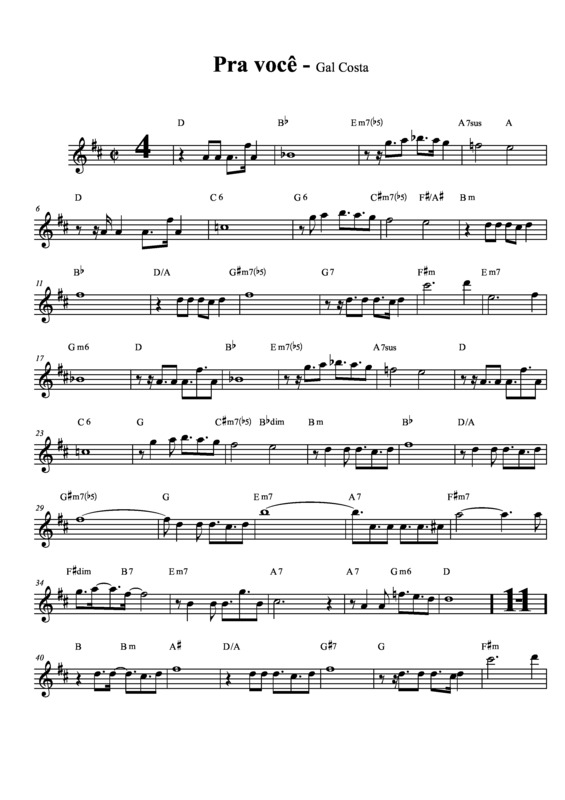 Partitura da música Pra Você v.6