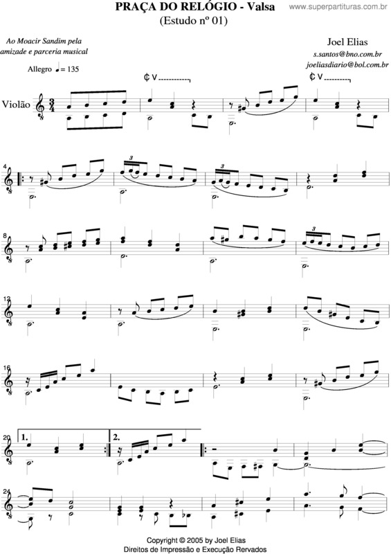 Partitura da música Praça Do Relógio