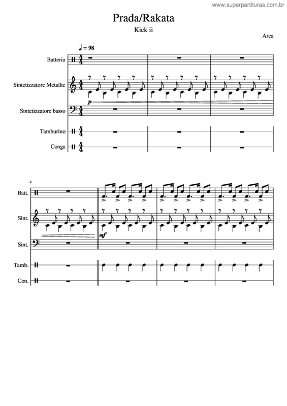 Partitura da música Prada/Rakata  – Arca