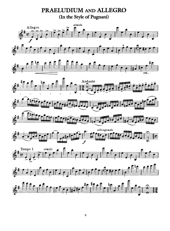 Partitura da música Praeludium and Allegro