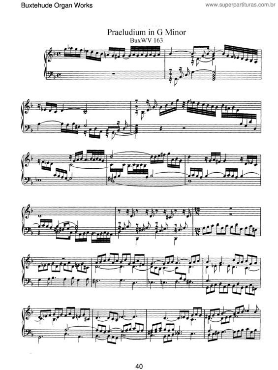 Partitura da música Praeludium in G minor