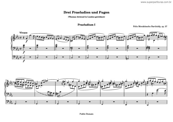 Partitura da música Praeludium und Fuge c-Moll