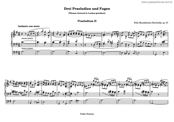 Partitura da música Praeludium und Fuge G-Dur