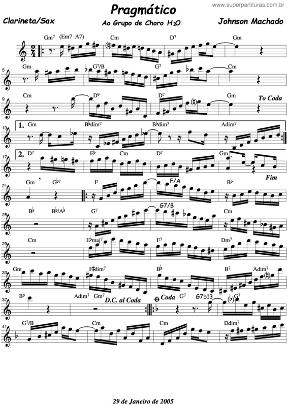 Partitura da música Pragmático