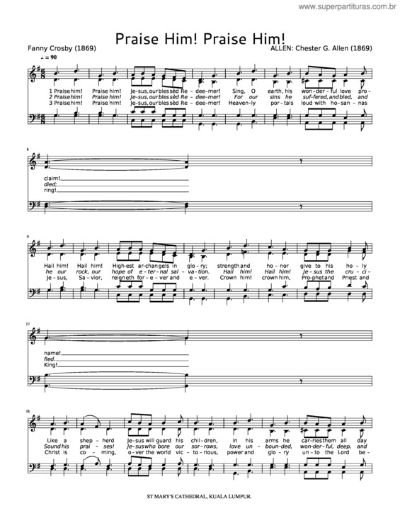 Partitura da música Praise Him! Praise Him! Jesus My Blessed Redeemer