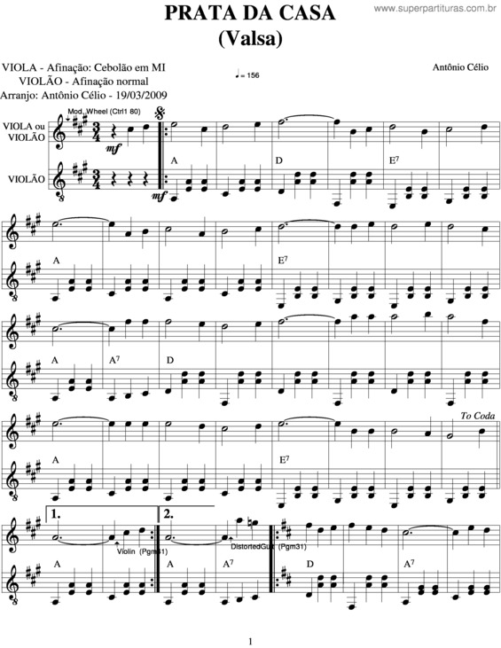 Partitura da música Prata Da Casa