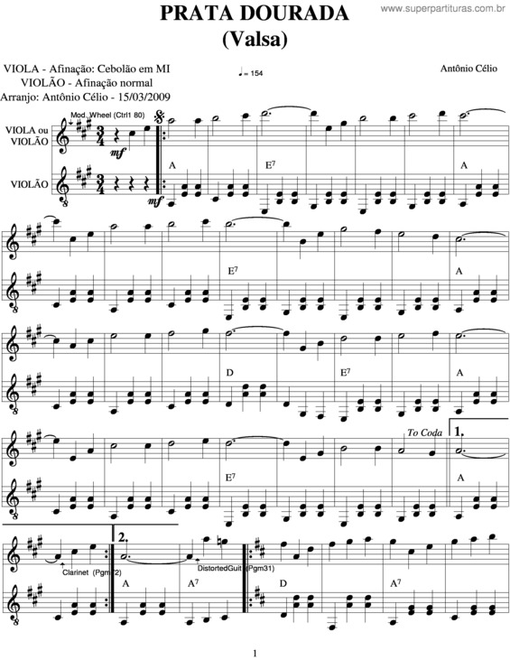 Partitura da música Prata Dourada