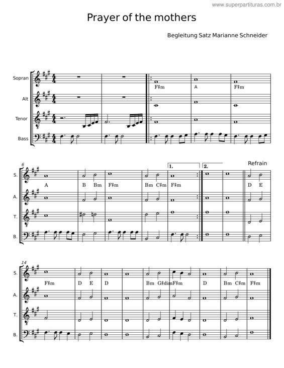 Partitura da música Prayer Of The Mothers