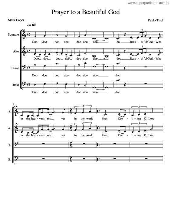Partitura da música Prayer To A Beautiful God