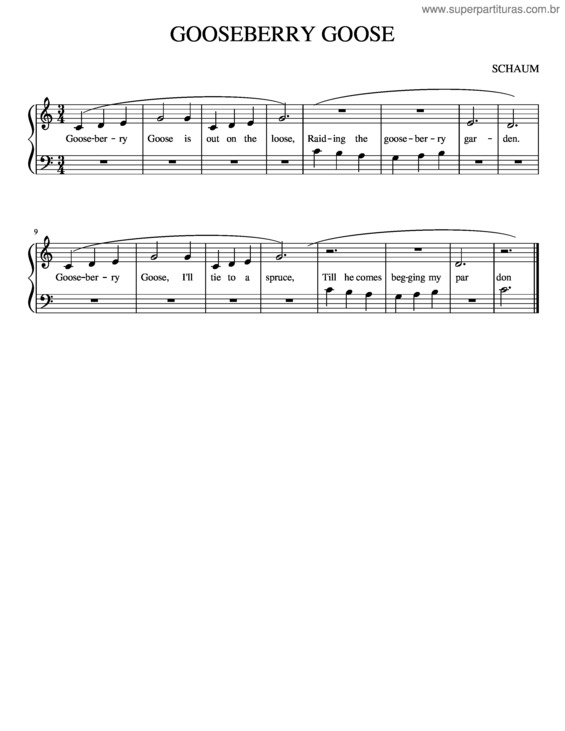 Partitura da música Pre–A 1–12 Gooseberry Goose