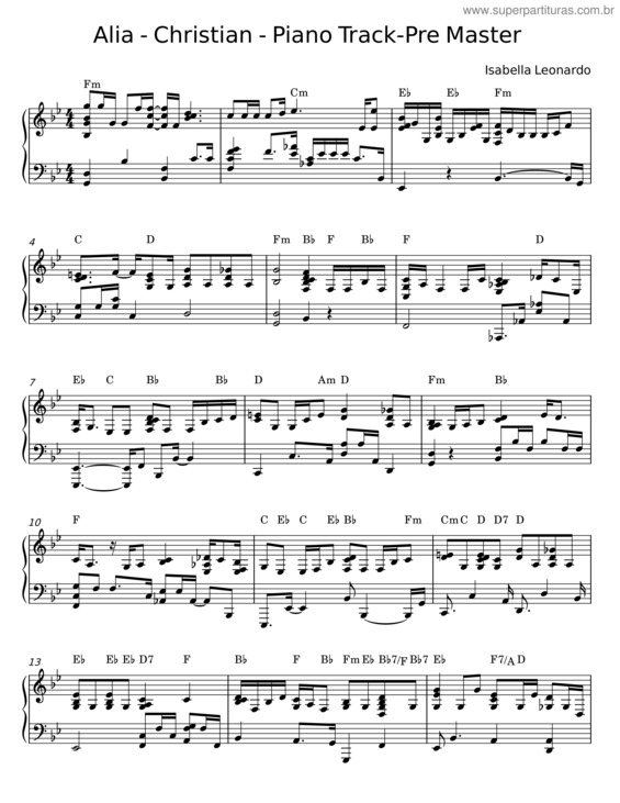 Partitura da música Pre Master – Alia