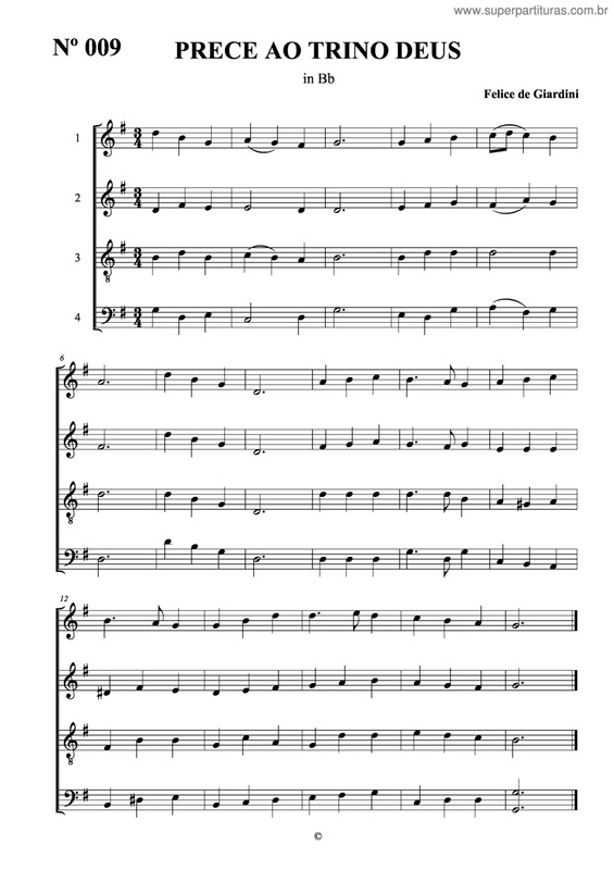 Partitura da música Prece Ao Trino Deus v.2