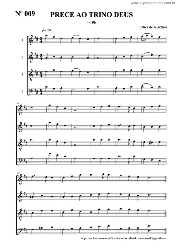 Partitura da música Prece Ao Trino Deus v.3