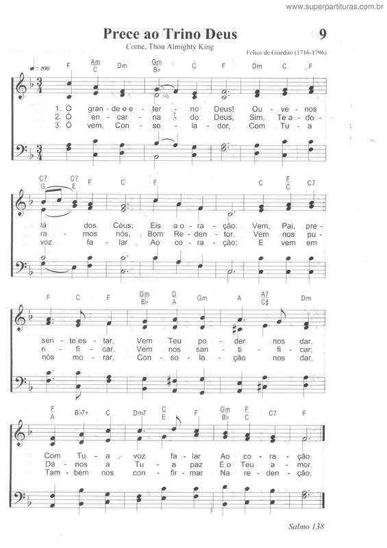 Partitura da música Prece Ao Trino Deus