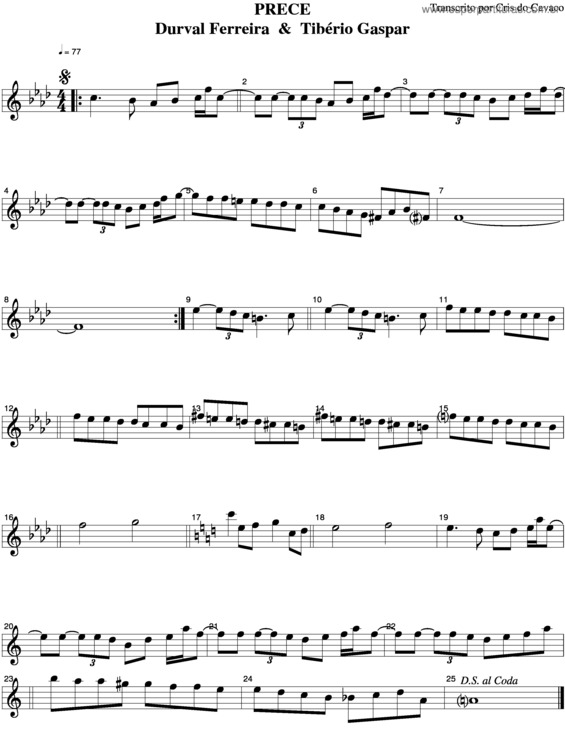 Partitura da música Prece v.2