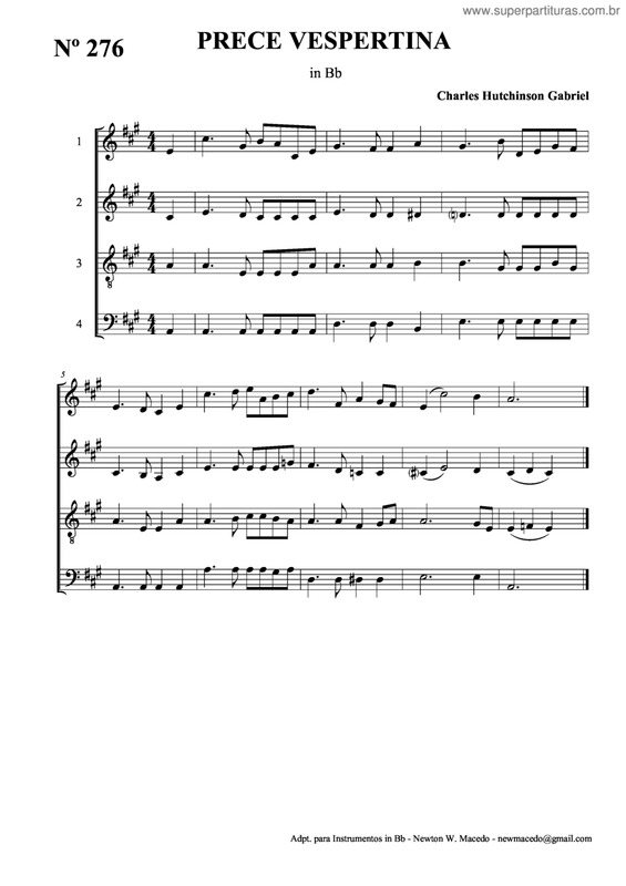 Partitura da música Prece Vespertina v.2