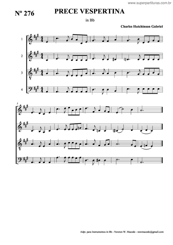 Partitura da música Prece Vespertina v.2