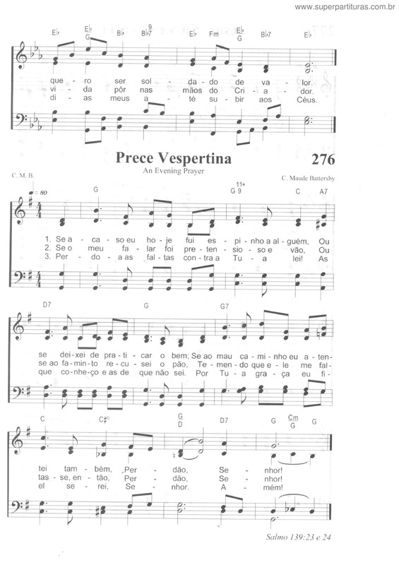 Partitura da música Prece Vespertina