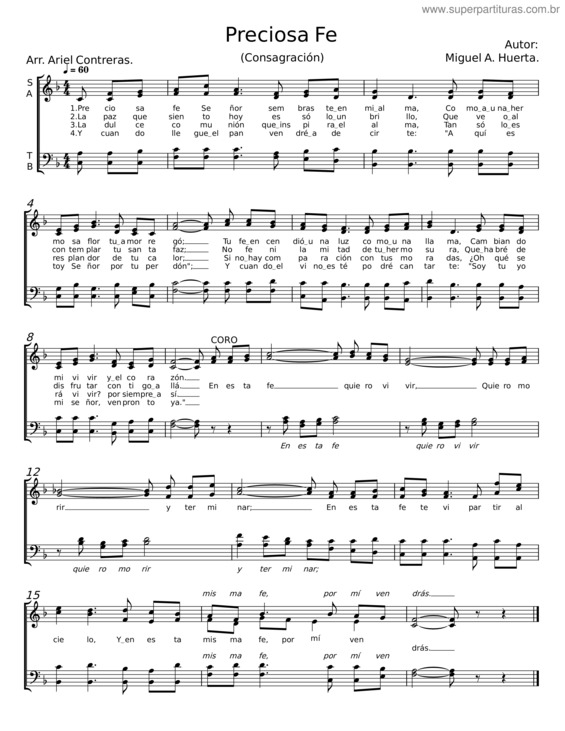 Partitura da música Preciosa Fe
