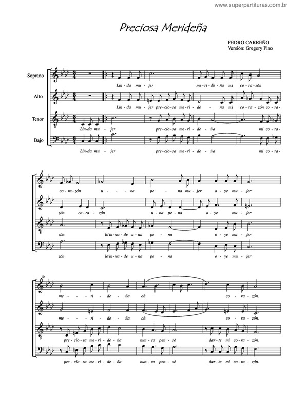 Partitura da música Preciosa Merideña