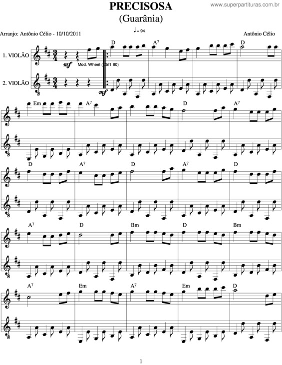 Partitura da música Preciosa v.2