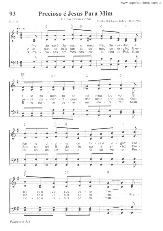 Partitura da música Precioso É Jesus Para Mim v.2