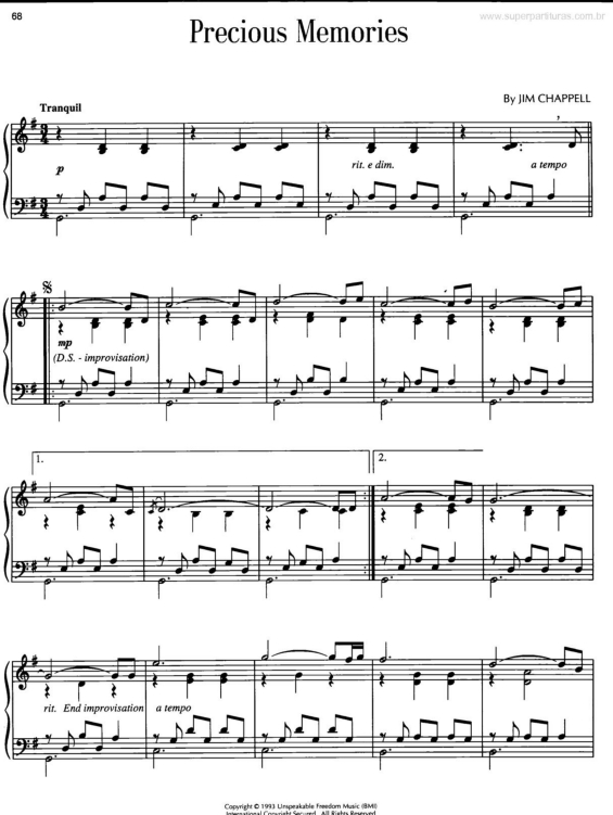 Partitura da música Precious Memories