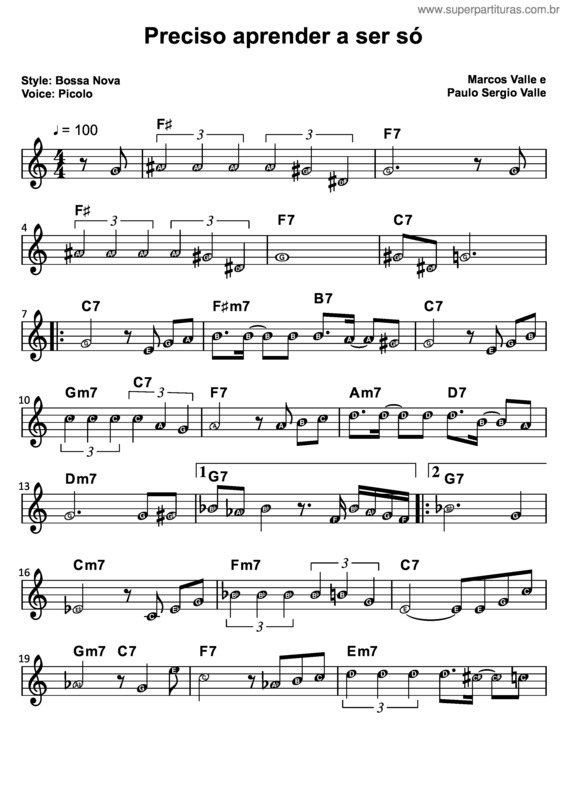 Partitura da música Preciso Aprender A Ser Só v.5